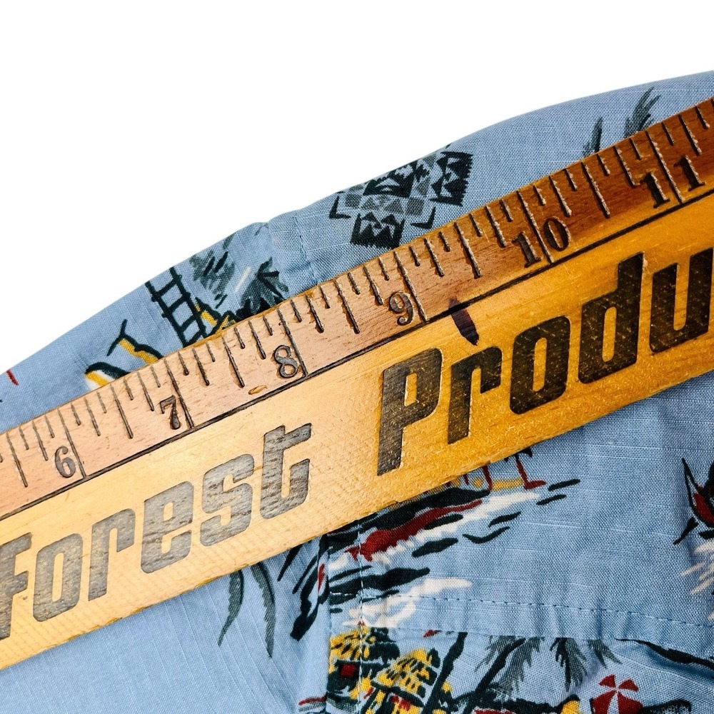 Pendleton Aloha Hawaiian Shirt Mens Large Loose Fit Surfing Palm Trees Blue - Picture 6 of 6